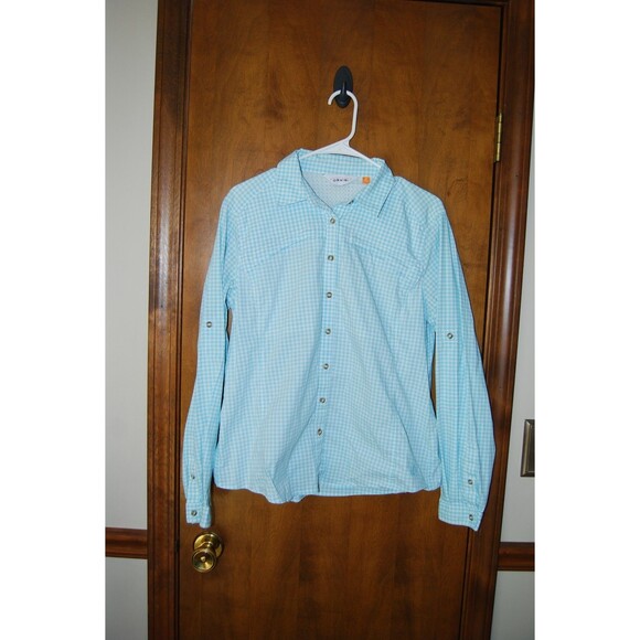ORVIS Blue White Gingham Plaid Outdoor Performance Button Down Shirt M - Picture 1 of 6